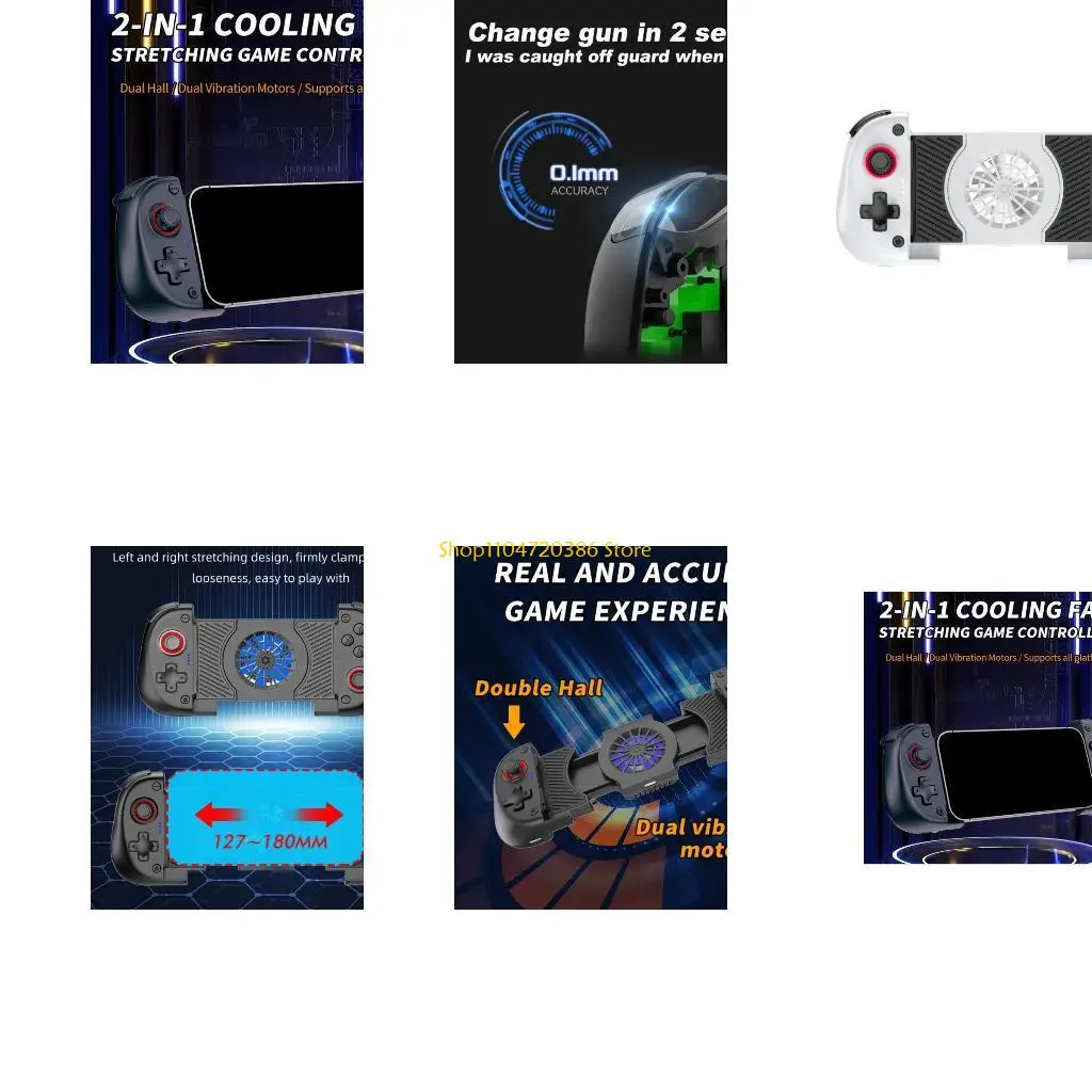 

K0EA Cellphone Wireless Gamepad for NS PC Phone Stretchable Game Controller with Cooling Fan Hall Effect Joystick Controller