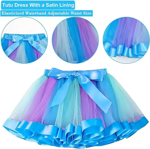 Poppy Dresses Custome Set Rainbow Tutu Dress for Girls Cosplay Dress Up outfit festa di compleanno Halloween Carnival Easter Suits