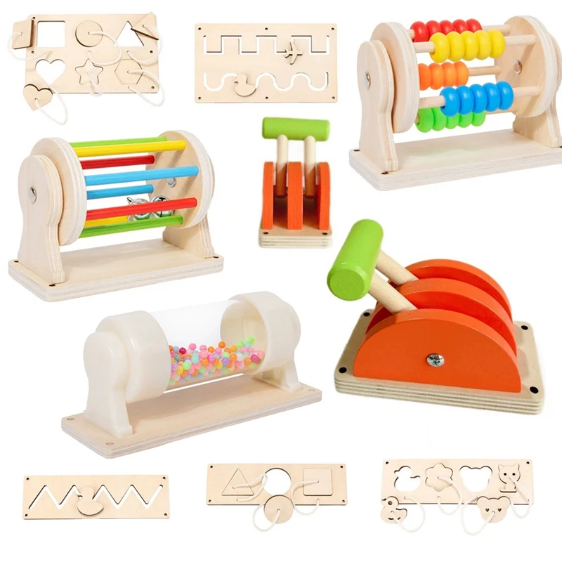 

DIY Montessori Activity Busy Board Orange Knife witch Rain Stick Wooden Digital Swing Accessories Early Education Learning Toy