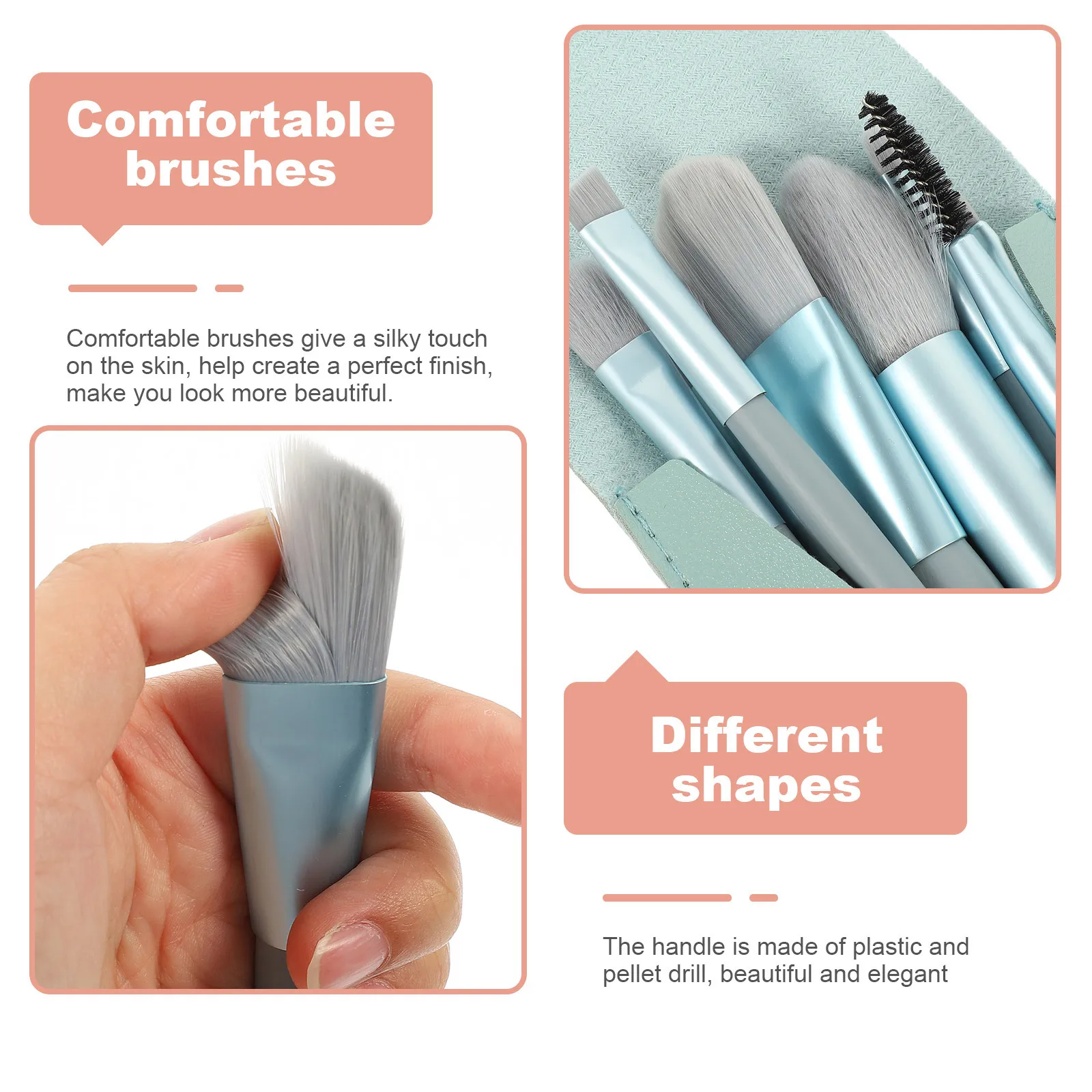 1 Juego de brochas de maquillaje profesionales, herramientas cosméticas duraderas, polvo facial portátil, colorete, sombra de ojos, herramientas de belleza, maquillaje de viaje