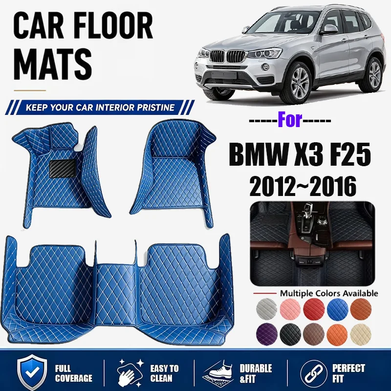 For BMW X3 F25 2012~2016, simple and luxurious imitation PU leather car mats, durable, stain resistant, easy to clean,