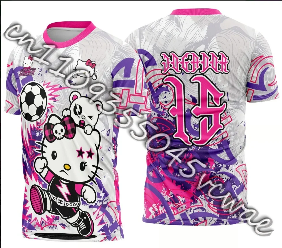 

Новая коллекция Sanrio Hello Kitty: летняя спортивная футболка для мужчин и женщин, повседневный топ 2026