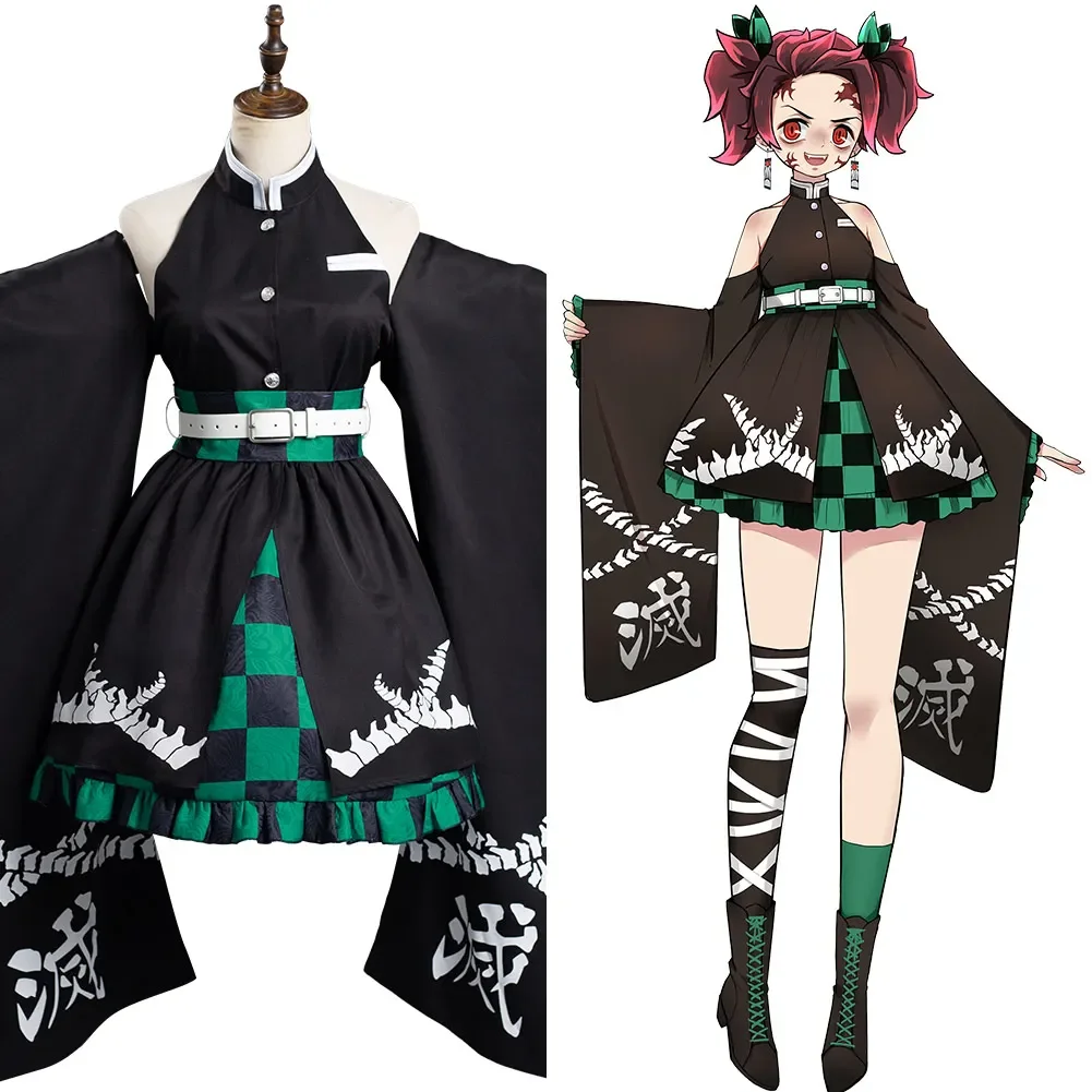 Anime  Kamado Tanjirou Cosplay Costume Outfits Kimono Dress Halloween Carnival Suit