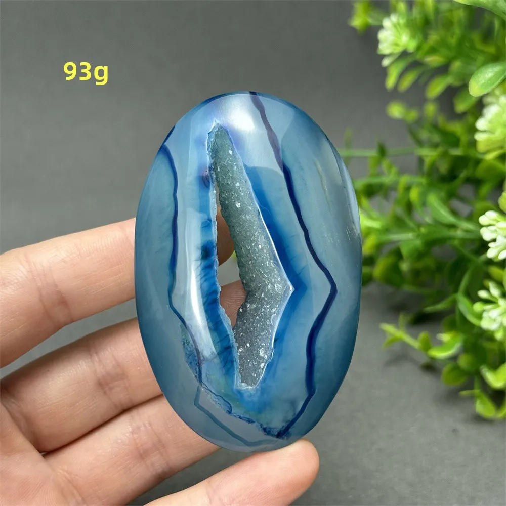Natural Blue Agate Palm Play Healing Spiritual Meditation Chakra Witchcraft Prayer Energy Feng Shui Home Decor Gift