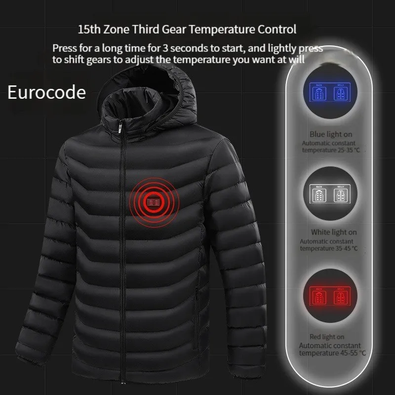 Imagem -06 - Inverno Usb Jaqueta de Aquecimento Homens e Mulheres Parka Jaqueta Caminhadas ao ar Livre Grosso Cabolsa de Algodão Térmico Windbreaker à Prova de Vento à Prova Dwindproof Água