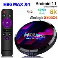 H96 MAX X4 TV BOX Android11 Smart Android TVBOX 4G 64G 4K HD Amlogic S905X4 2.4/5G Wifi 1080P BT 4K Set Top Box Media Player