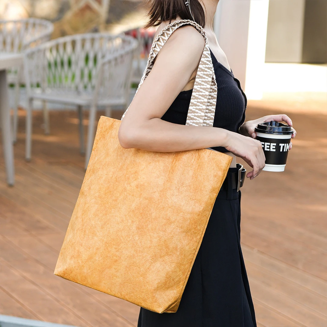 Borsa tote per la spesa in carta Dupont leggera e impermeabile Borsa tote a tracolla di grande capacità Borsa da pendolare ecologica da donna