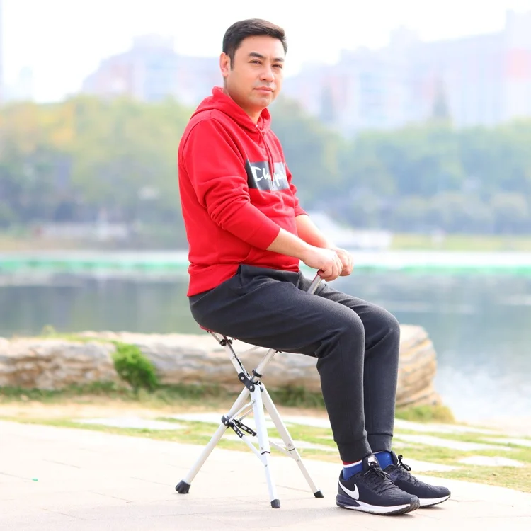 Folding Cane Chair, Aluminum Alloy 82cm Crutch Chair, Non-slip Rubber Tip, 1.2kg Portable Walking Seat, Hiking Cane Seat - view 6