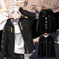 Harajuku Anime Tokyo Revengers Mikey Printed Hooded Men Women Zipper Hoodies Oversized Sweatshirt Harajuku Unisex Zip Up Jacket