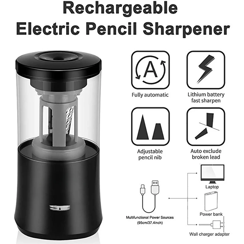 Papelería Sacapuntas eléctrico automático Usb Material escolar resistente Mecánico