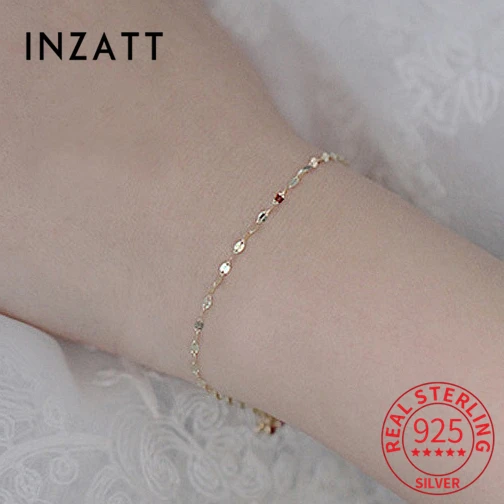 

INZATT Classic Real 925 Sterling Silver 14K Gold Lips Chain Bracelet For Women Trendy Fine Jewelry Minimalist Accessories