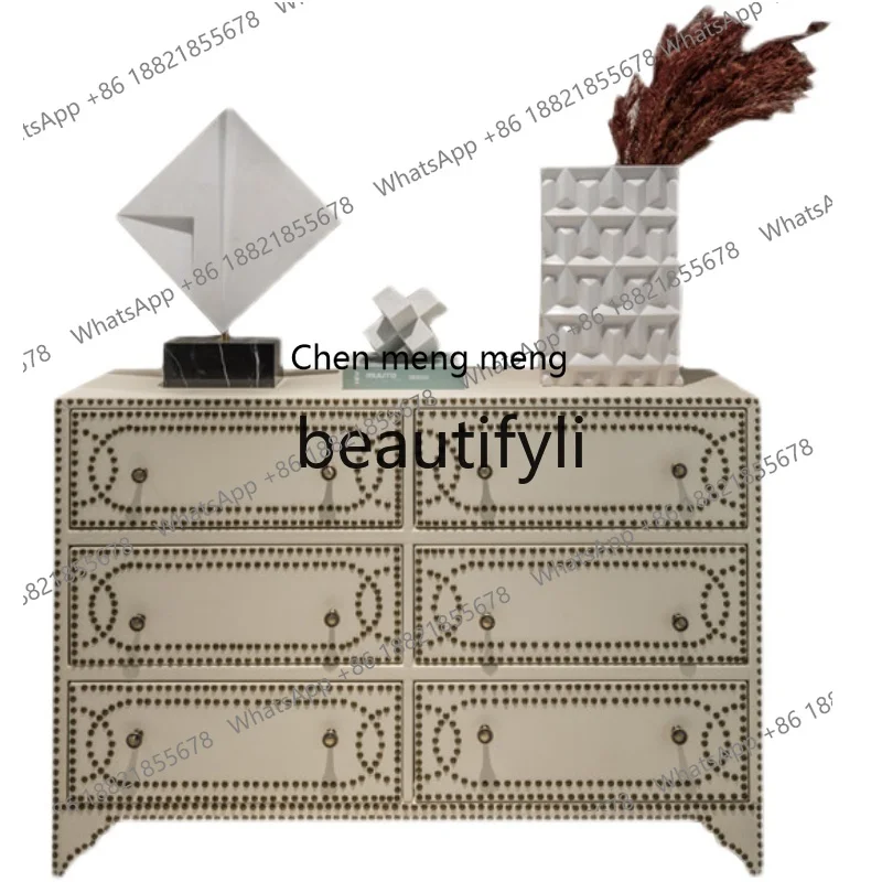 

American light luxury porch drawer locker light luxury rivet simple decorative cabinet H