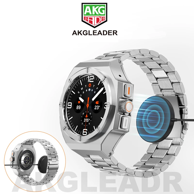 

AKGLEADER Luxury Modification Mod Kit For Samsung galaxy watch 7 ultra 47mm Stainless steel Strap Metal Frame Accessories band