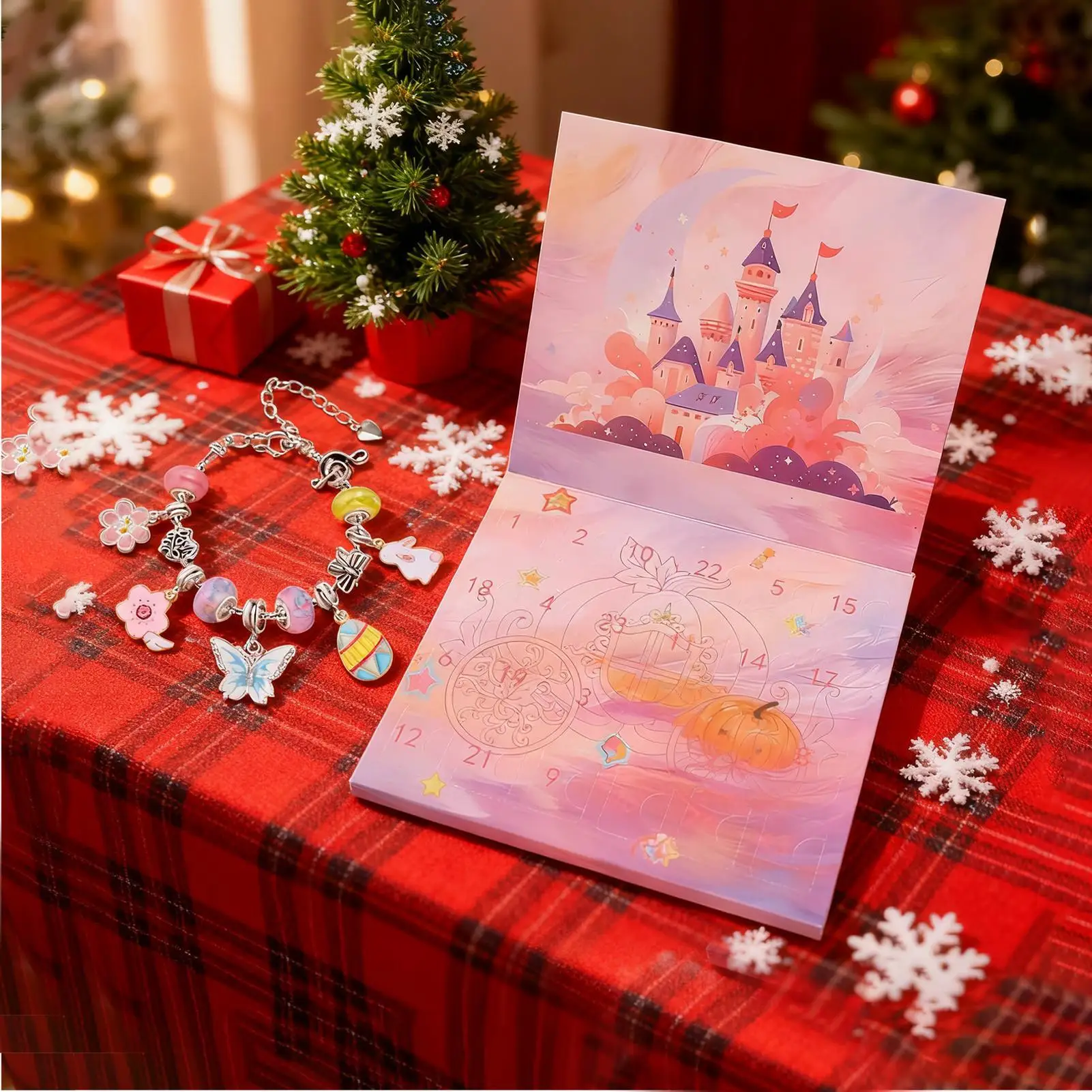 

Браслет Рождественский Адвент для девочек, 24-дневный набор для рукоделия «сделай сам», календарь обратного отсчета, изготовление ювелирных изделий для девочек, коллекционеров, семьи