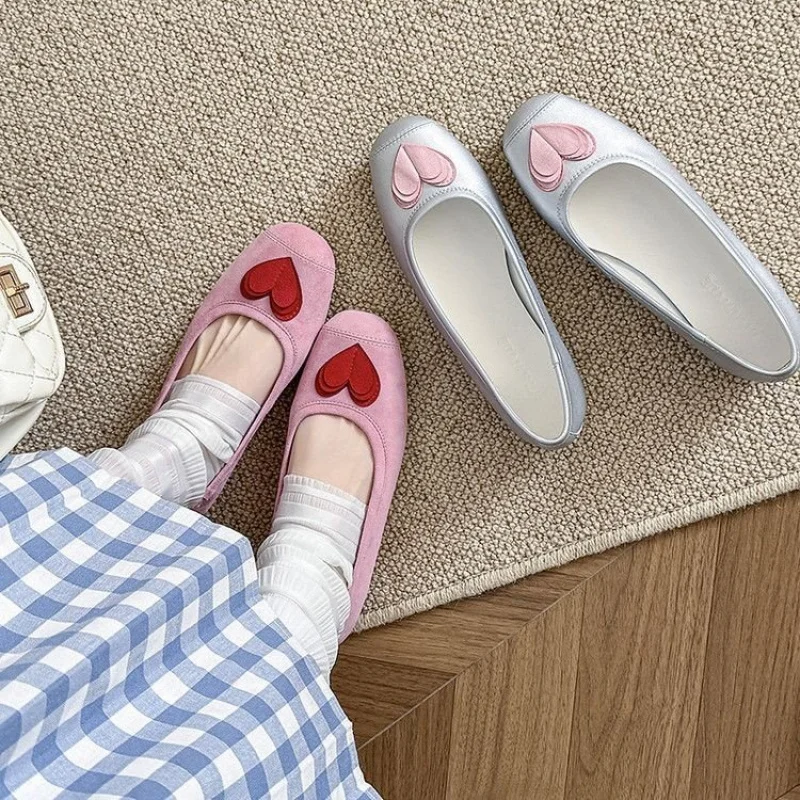 

Women's Sweet - Style PU Flat - Heel Shallow - Mouth Slip - On Low - Top Single Shoes - Square Toe