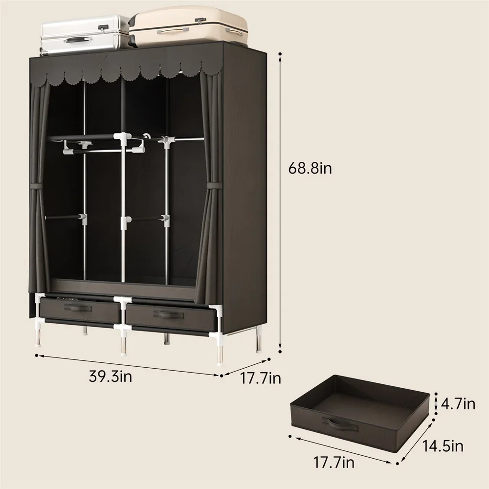 Large Capacity Dustproof Wardrobe with Durable Steel Frame, Easy Assembly, Perfect for Bedrooms, Dorms, and Restaurants