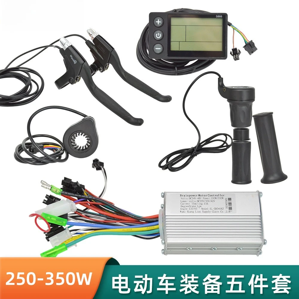 E-Bike Integrated Controller Kit With LCD Dashboard, 12 Magnets Pedal Assist, Thumb Throttle & Brake Lever For Mountain Bike