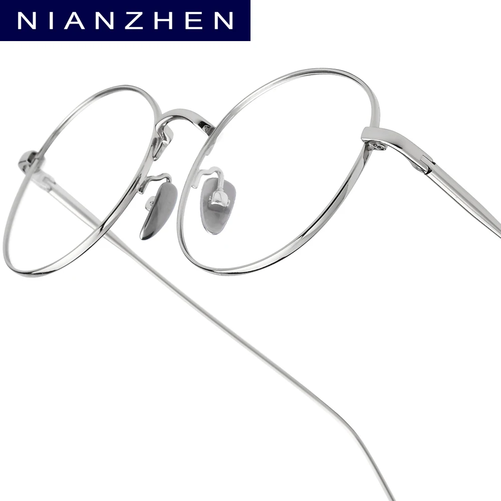NIANZHEN Titanlegierung Brillengestell Herren Rund Markendesign Brille Damen Ultraleichte Brillen Retro-Brillen 1640