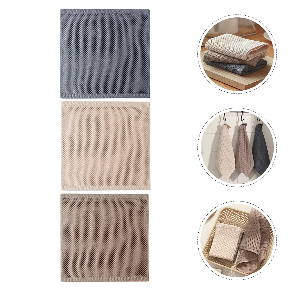 

3Pcs Cotton Kitchen Dishcloths Dish Towels Cleaning Wiping Towels Kitchen Dishwashing Cloths Household Use