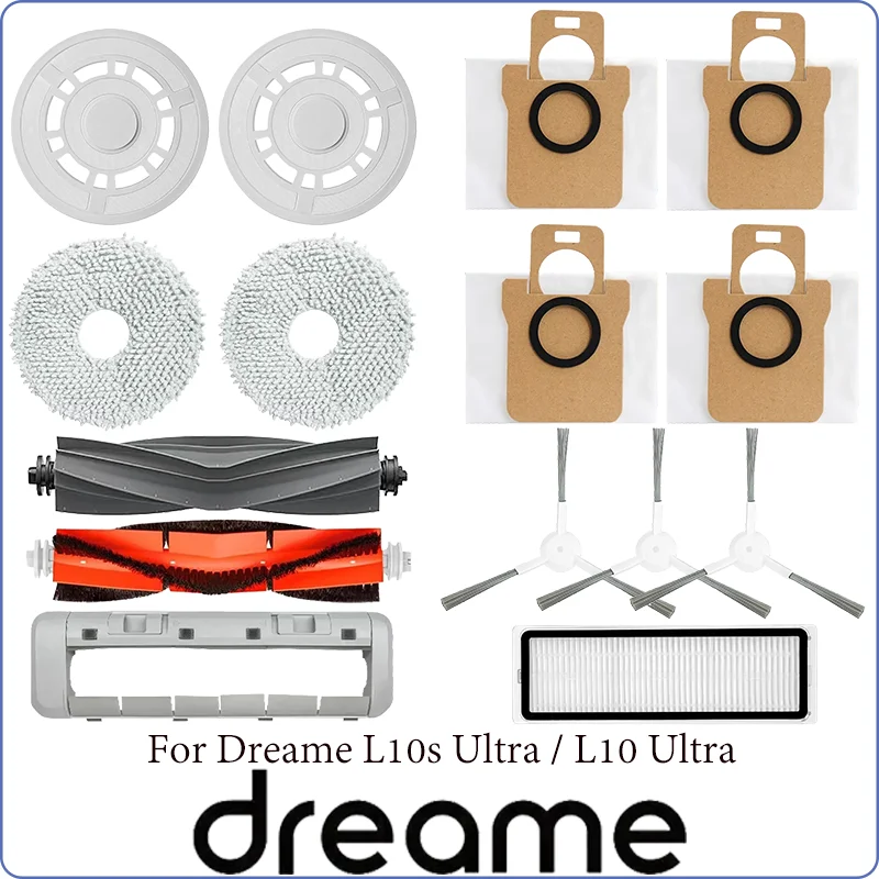 

Dreame Bot L10s Ultra / L10 Ultra Robot Vacuum Cleaner Accessories Mop Dust Bag Main Brush Side Brush Hepa Filter Replacement