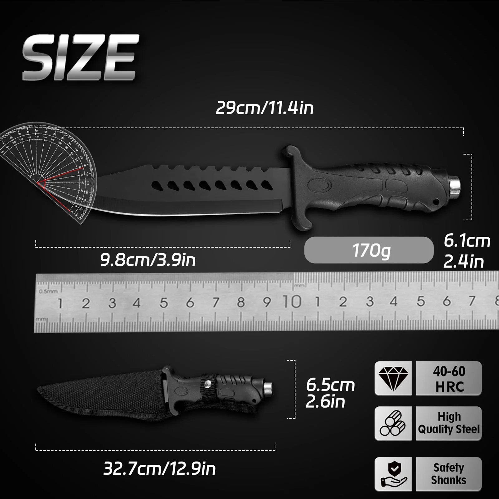 1pc Camping Military Tactical Knife and Wilderness Survival Knife, EDC Fixed Blade, Self-Defense, Multi-purpose Cutting Knife