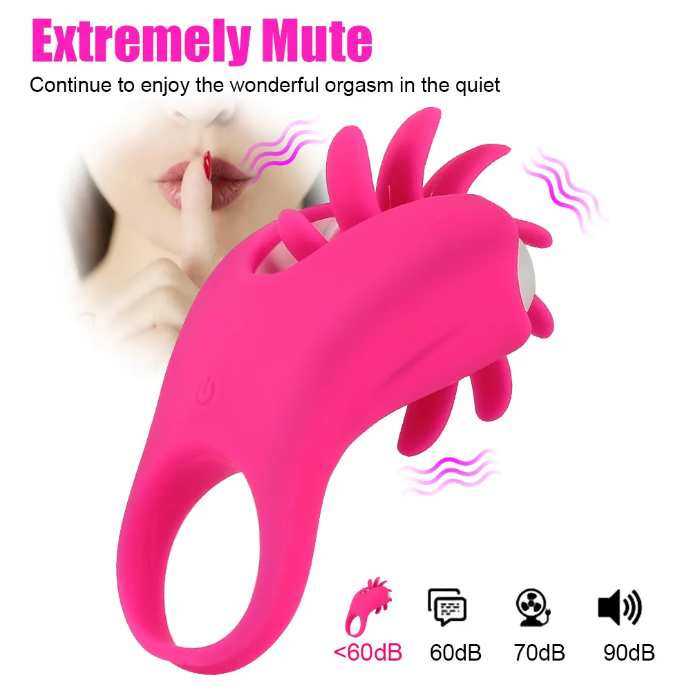 10 Speeds Vibrators Penis Ring Cock Rings Rotation Oral Vagina Clitoris Stimulator G-spot Massager Tongue Licking Adult Products