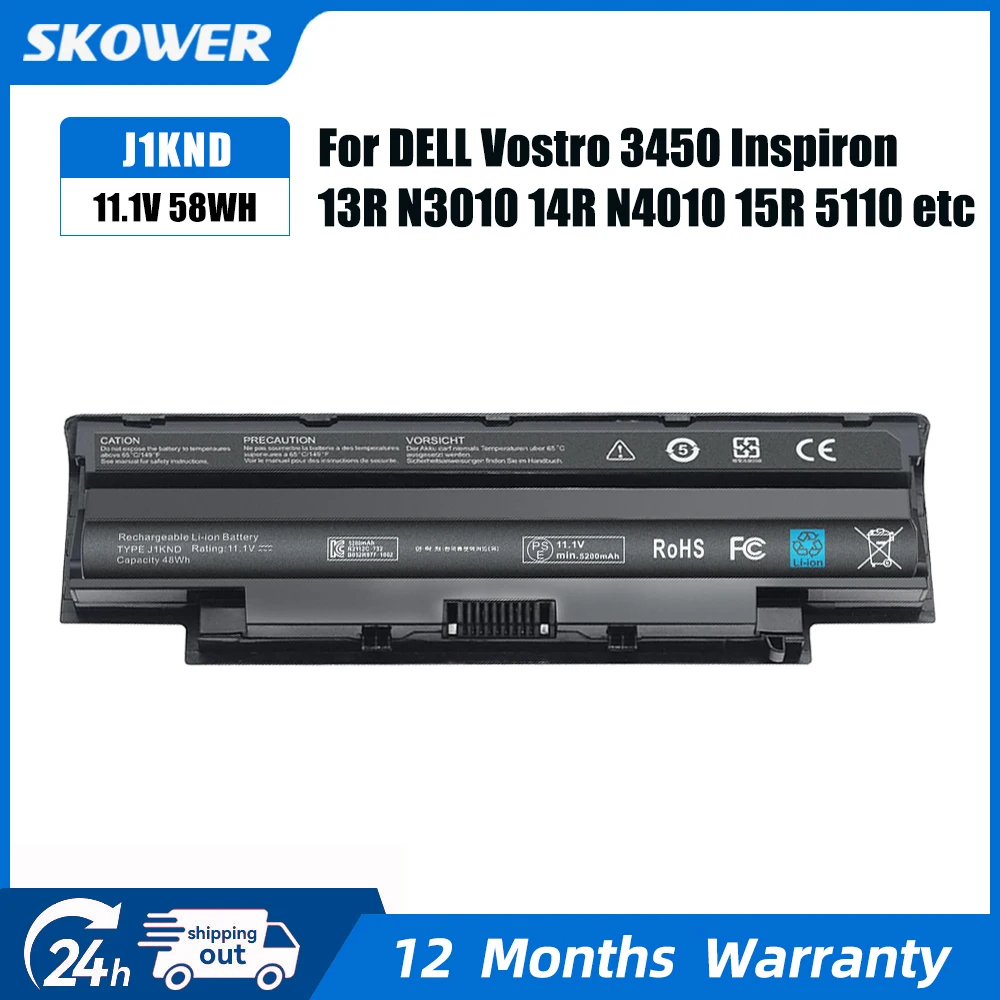 

Аккумулятор SKOWER J1KND для Dell Vostro 3450 3550 Dell Inspiron 13R N3010 N3110 14R N4010 N4050 15R N5010 17R N7010