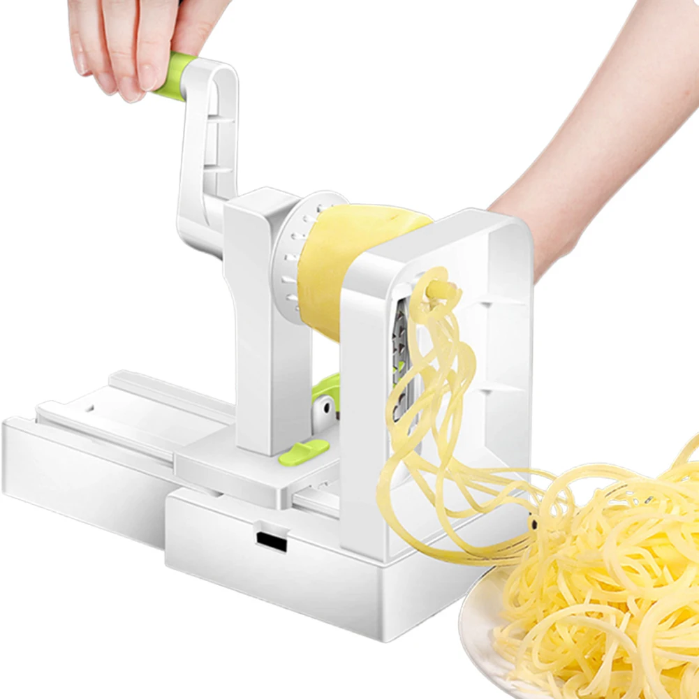 Foldable Spiral Slicer with Extra Blade Box Veggie Cutter Vegetable Shredder with Handle for Cucumber Potato Zucchini