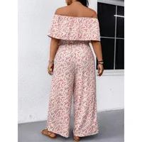 Plus Size 1XL-5XL Women's Fashionable One-piece Collar Waist Cinching Elegant Printed Jumpsuit - Image 6