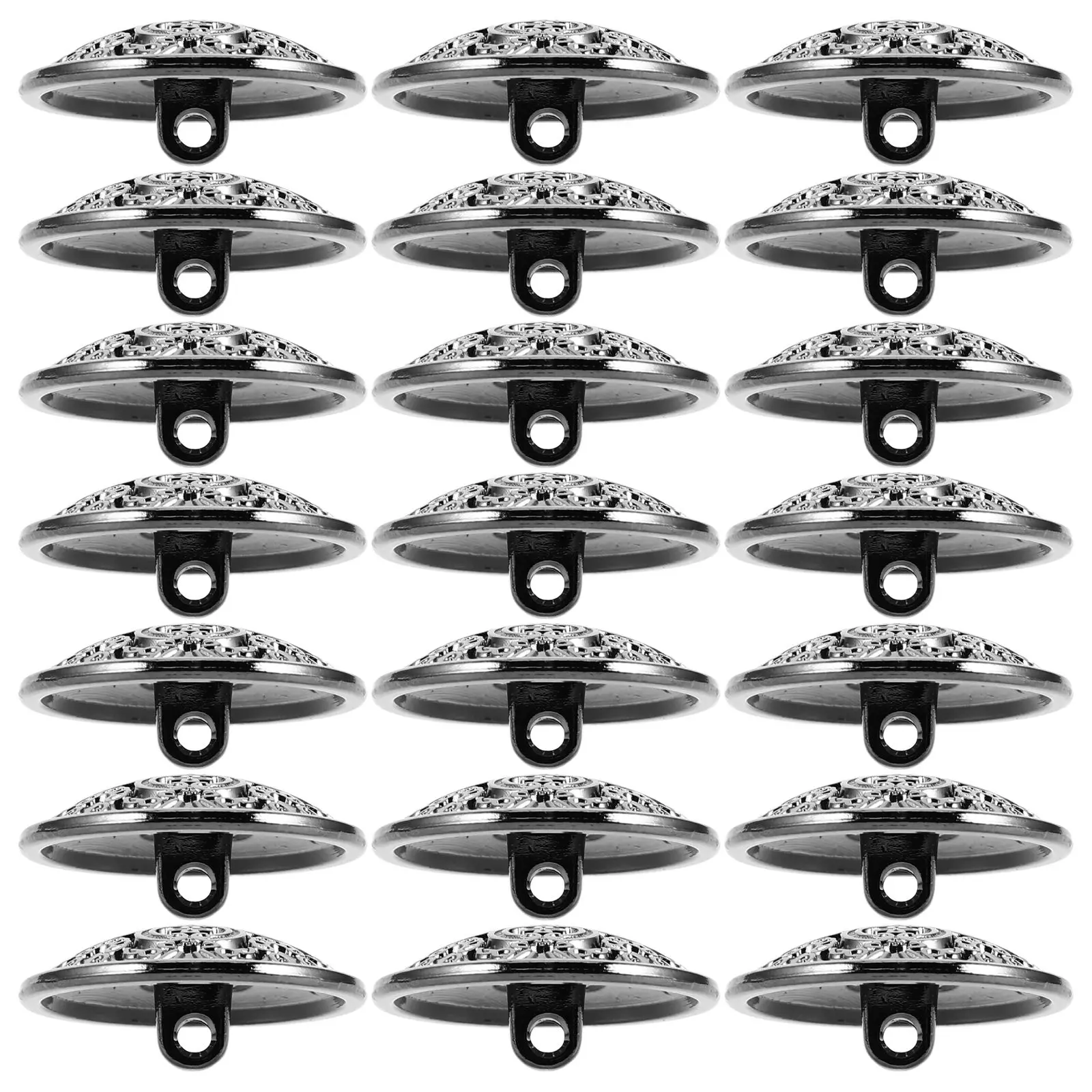

30 Pcs Metal Buttons Silver Hollow Dome Decorative for Clothes Vintage Sewing Round Black DIY Craft