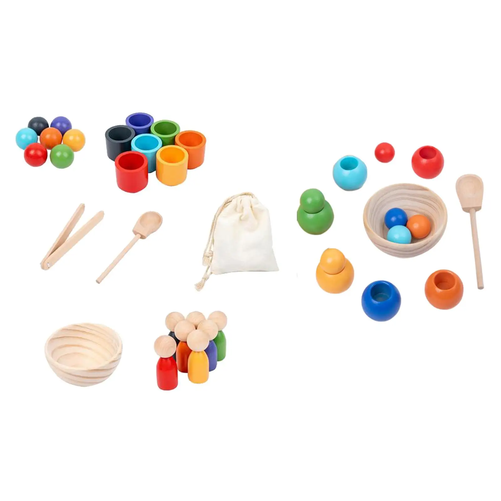 

Rainbow Balls in Cups Montessori Toy Training Logical Thinking Fine Motor for kids Board Game Early Education Toys Sorter Game