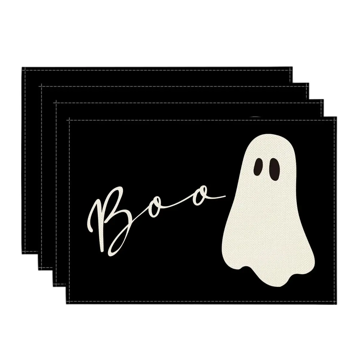 

Boo Ghost Halloween Placemats Seasonal Black Holiday Table Mats for Party Kitchen Dining Decoration