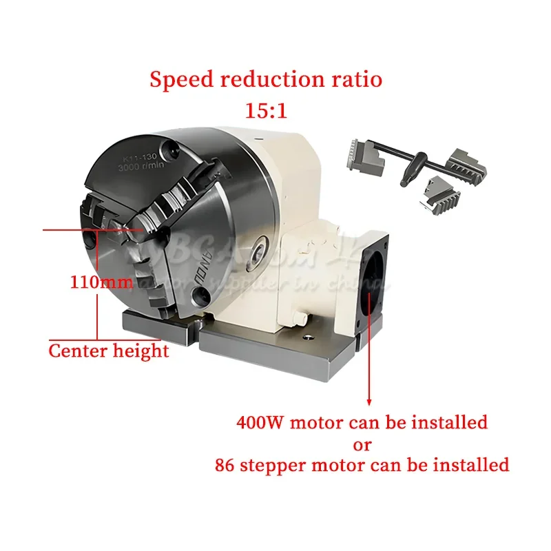 TL110-15-130A 이중용도 CNC 디바이딩 헤드 목공 라우터 수직 수평 기능 130mm 회전 A축 척 3/4 죠 옵션