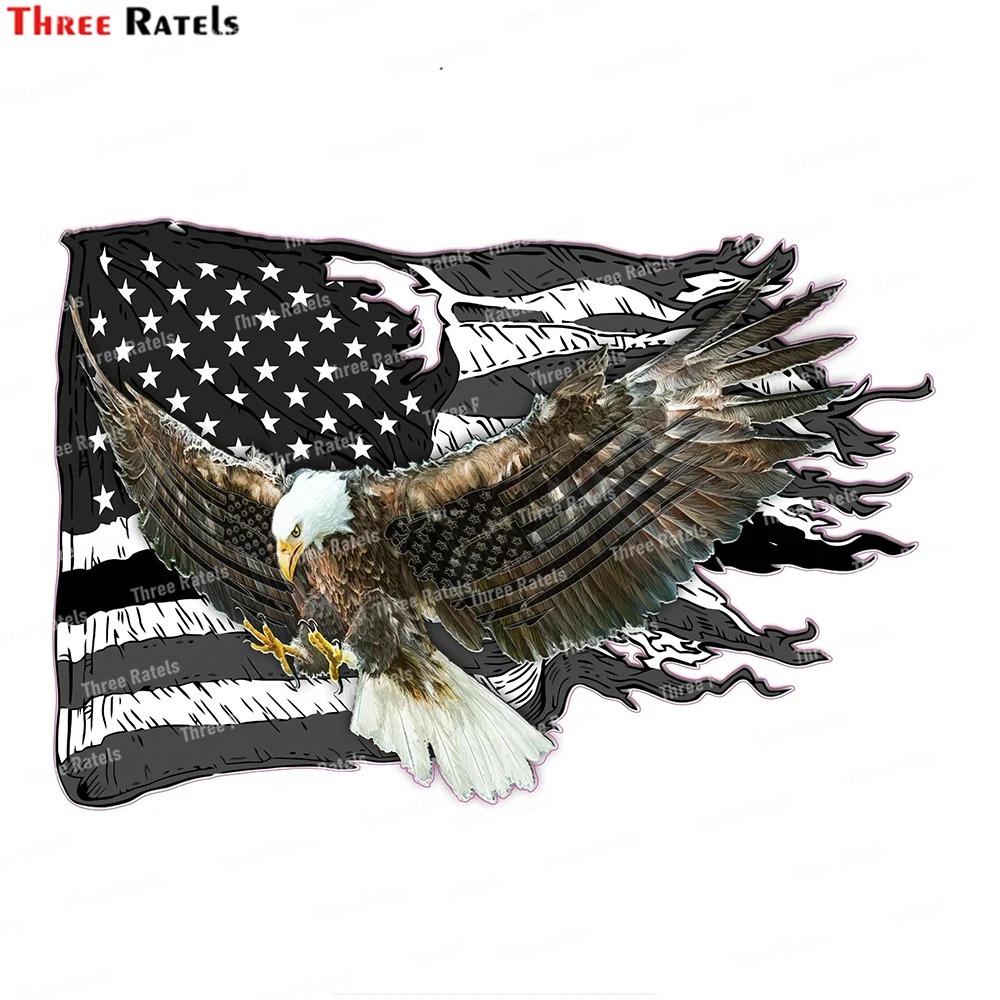 

Three Ratels L282 American Flag Bald Eagle Black Flag Worn Decal For Laptop Skateboard Luggage Home Decoration Wall Decals