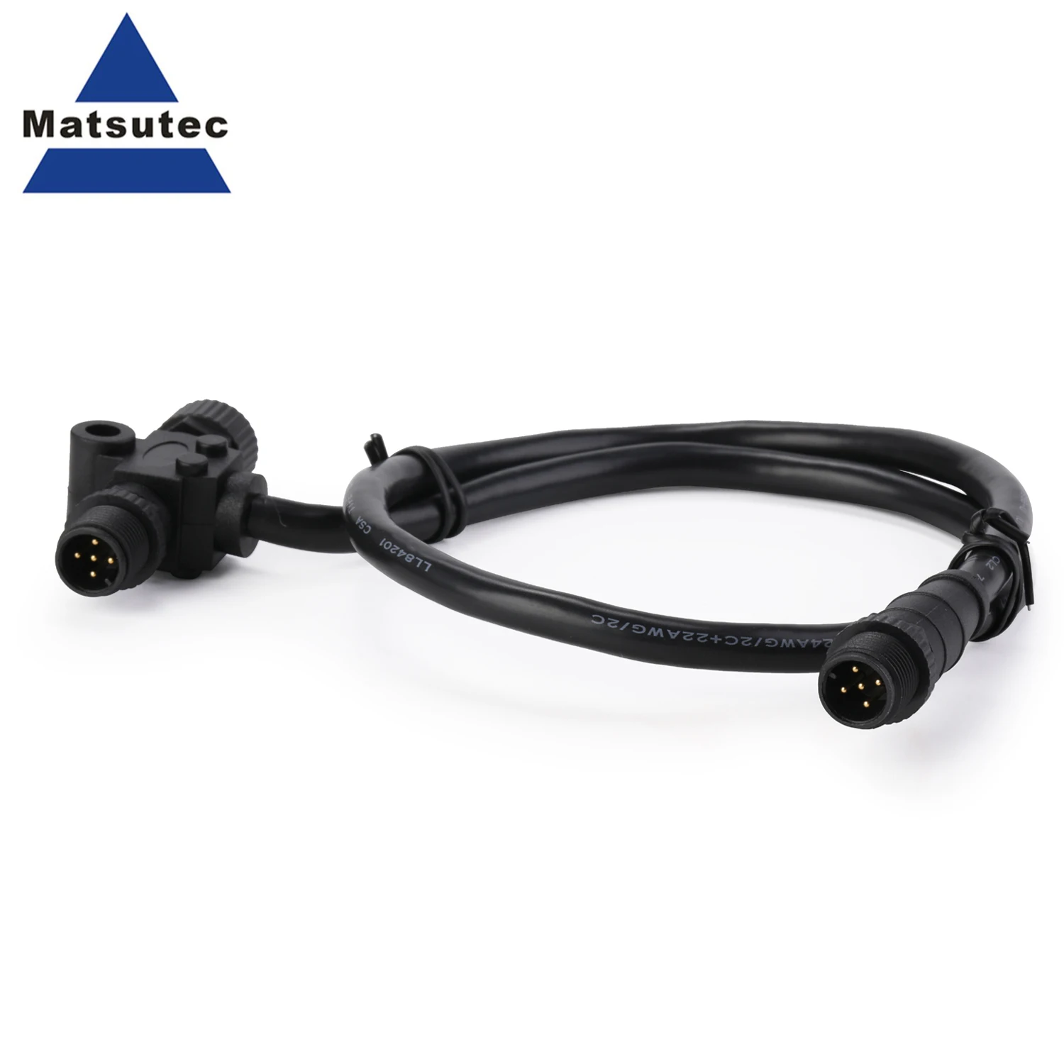 Matsutec NMEA 2000 (N2k) Marine Grade Products T-Connector Tee Power Cable with Fuse for Lowrance Navico Garmin Networks(1.65ft)