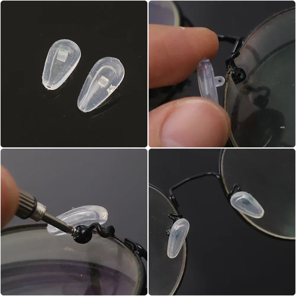 4-20pcs/set Silicone Glasses Nose Pad Airbag Soft Air Non-Slip Air Cushion Boles with Screws Screwdrivers Eyeglasses Accessories