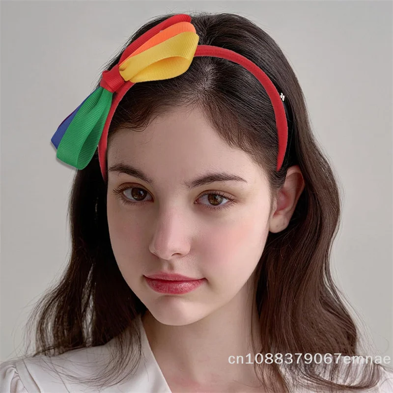 

Разноцветная повязка на голову с бантом из лент в стиле Rainbow Six – модный аксессуар для волос для фестивалей, вечеринок, танцев и Дня гордости