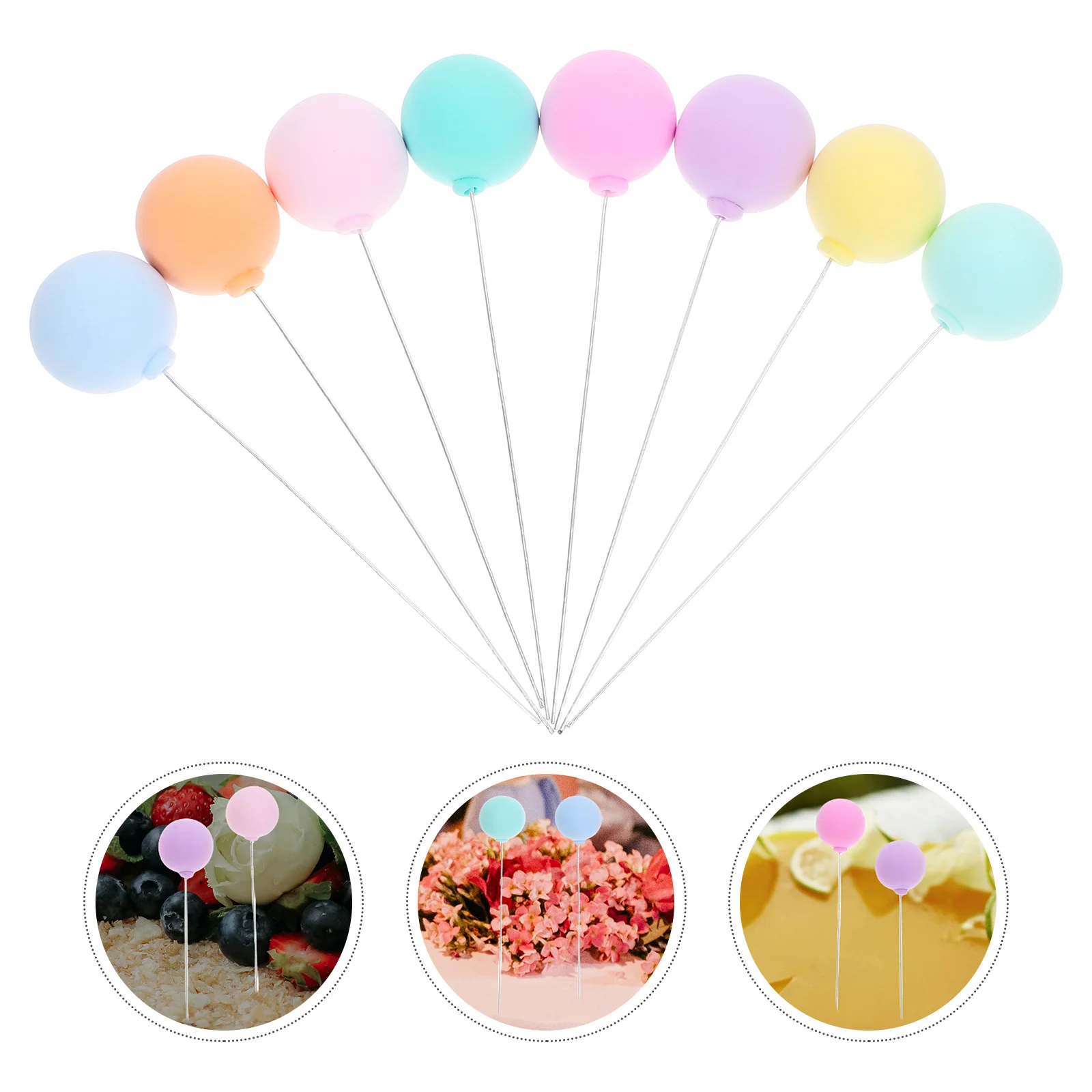

16 Pcs Cake Decoration Rainbow Balloon Toppers Macaroon Clay Balls For Wedding Birthday Party Shower Food Crafts