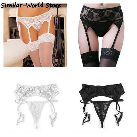 Women Lace Tighs High Stockings Erotic Lingerie Garter Pantyhose Sexy Stocking Set Sheer Garter Belt Stockings Hot