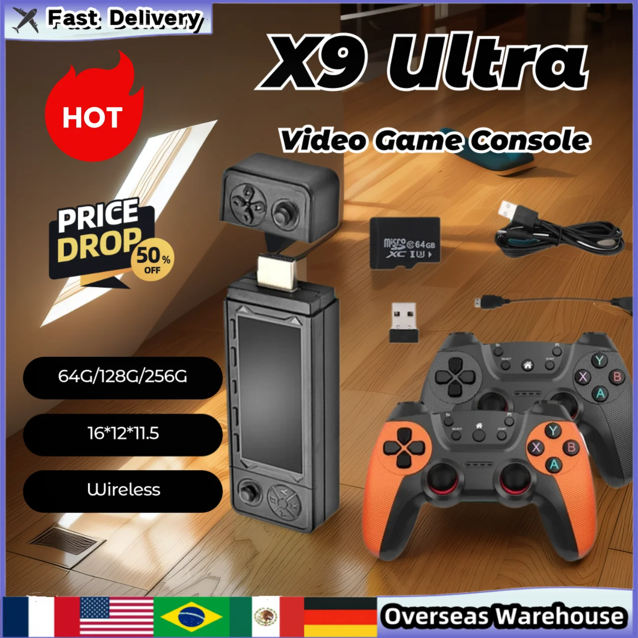 

X9 Ultra Video Game Console 3D HD 4K Retro Game Stick Home Game Console HD Wireless Controller Games Stick TV Game Stick Gifts