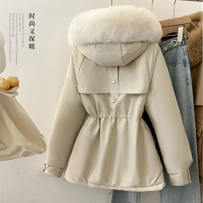 

2025 Lady Long Sleeves Parkas Jacket Winter Female New Loose Cotton Padded Coat Korean Women Fashion Hooded Down Cotton Outwear