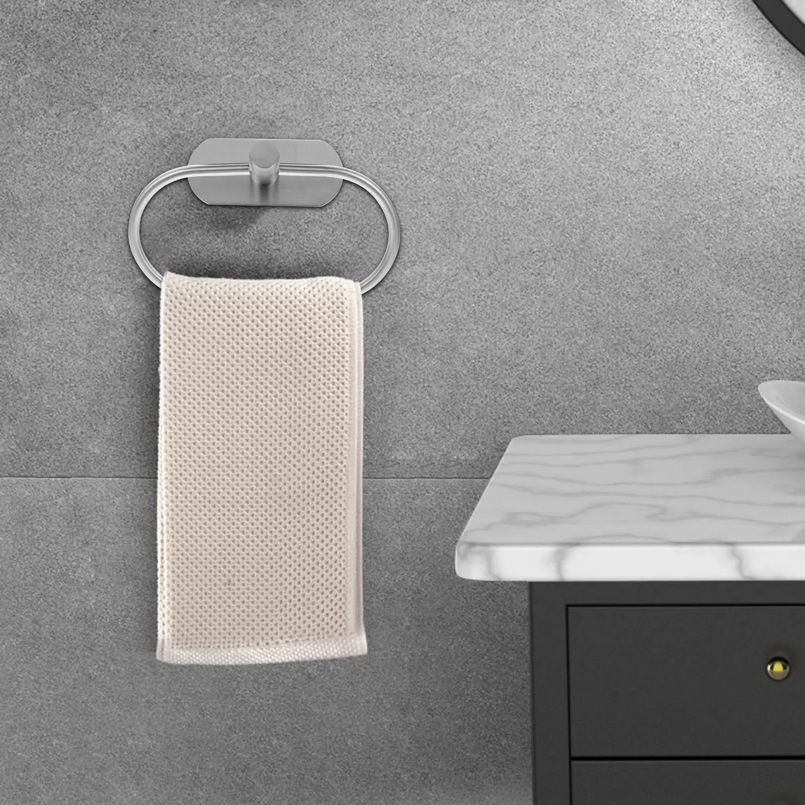 

Bathroom Towel Ring Stainless Steel Rustproof Wall Mounted Towel Holder Oval Shape Drying Rack Bathroom Kitchen Organizer