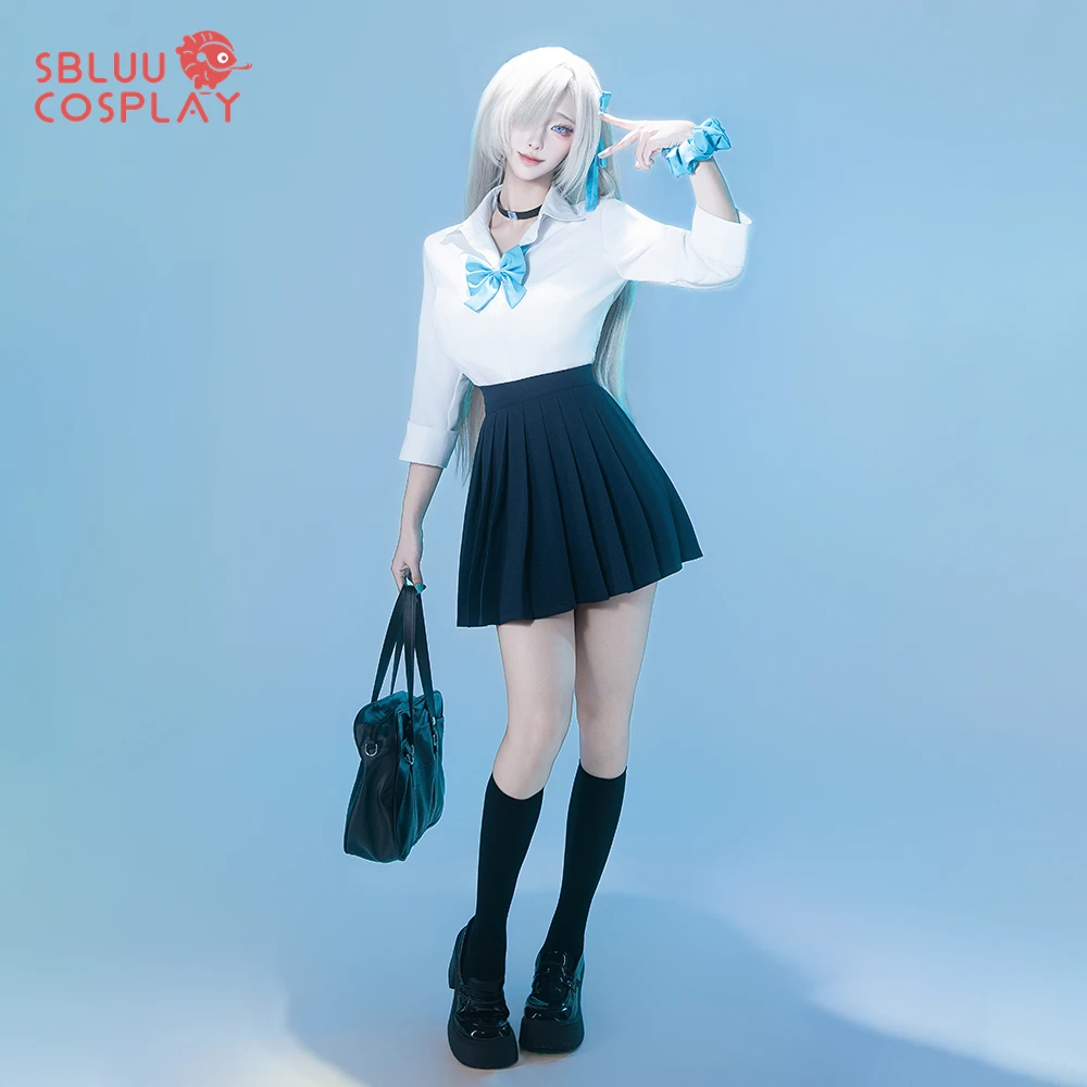 

Костюм для косплея SBluuCosplay Blue Archive Ichinose Asuna, высококачественный, для Хэллоуина, белая рубашка, темно-синяя плиссированная юбка, повседневная одежда в стиле JK