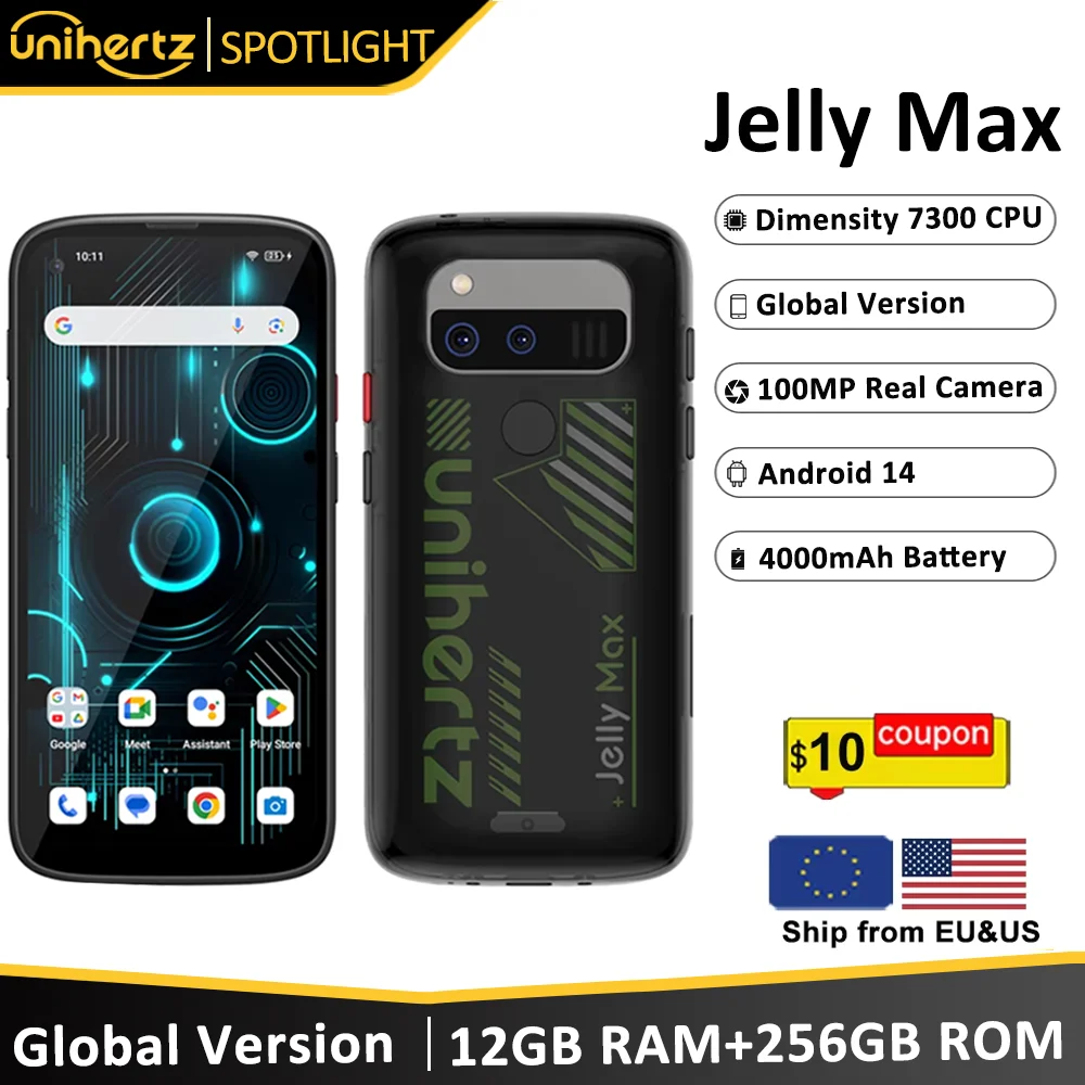 Unihertz Jelly Max 5G Mini Smartphone Android 14 Dimensity 7300 CPU 12GB 256GB 100MP Camera 4000 mAh Battery 5.05
