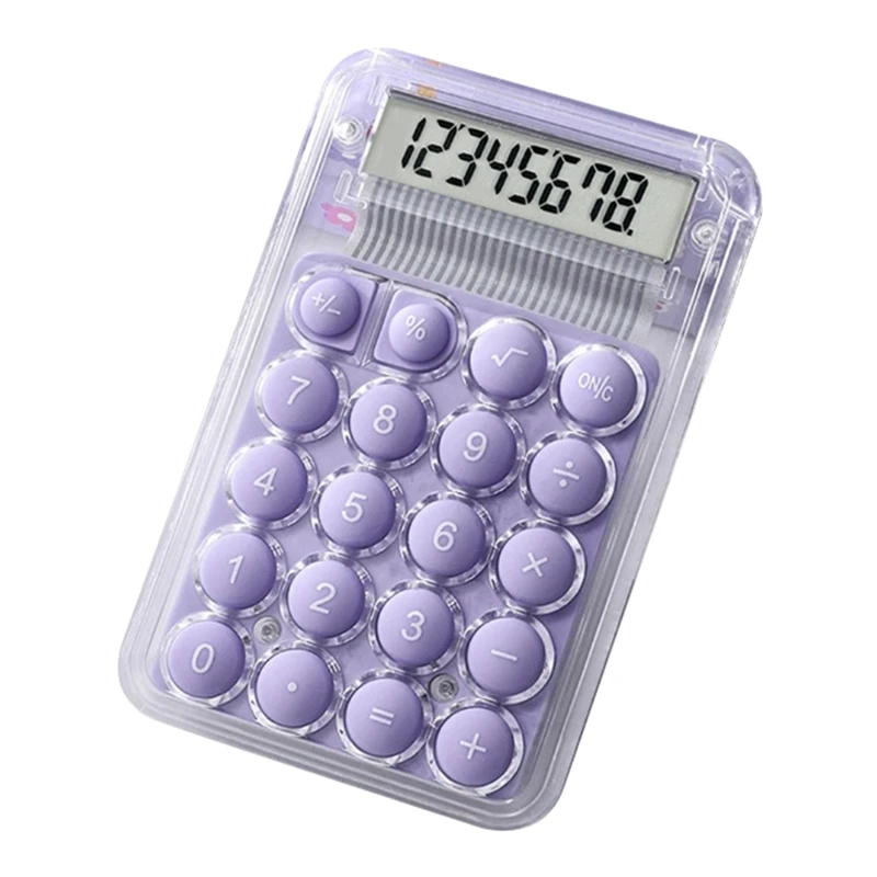 8 Digits Display Silence Widescreen Mini Calculator Students Portable Transparent Electronic Calculator Daily Use