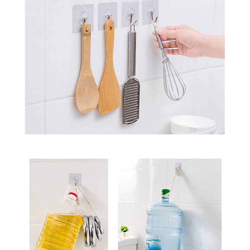 10 PCS Wall Hooks 15 KG Heavy Duty Self Adhesive Hook Waterproof  Strong Hooks