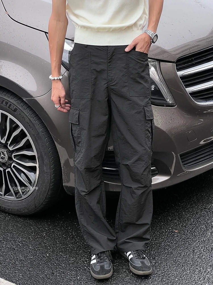 

Entong Men's Lightweight Qui Dry Casual Pants Autumn Spring Summer Loose Fit Workwear Trousers Versatile Casual Loose Pants