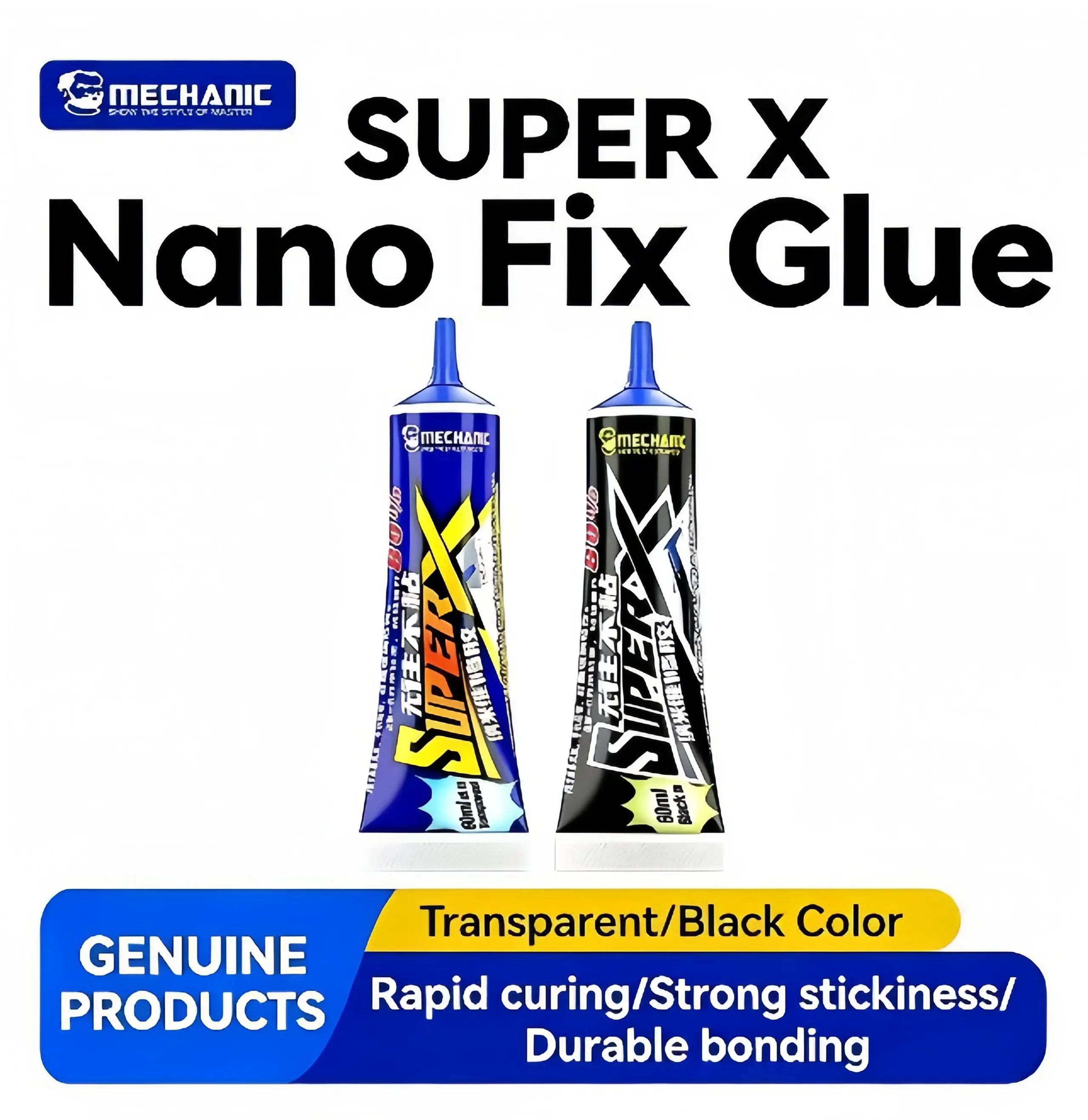 MECHANIC Specific Nano Glue SUPER X 60ML Black/Transparent For External Screen Rear Cover Warping Gluing Repair Adhesive Sealant