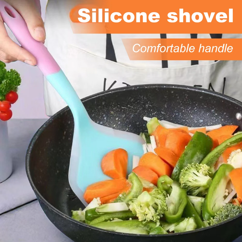 لون عشوائي سيليكون ملعقة الغذاء الصف غير عصا واسعة الفم شريحة لحم البيض المقلي مجرفة أدوات المطبخ الخبز #5