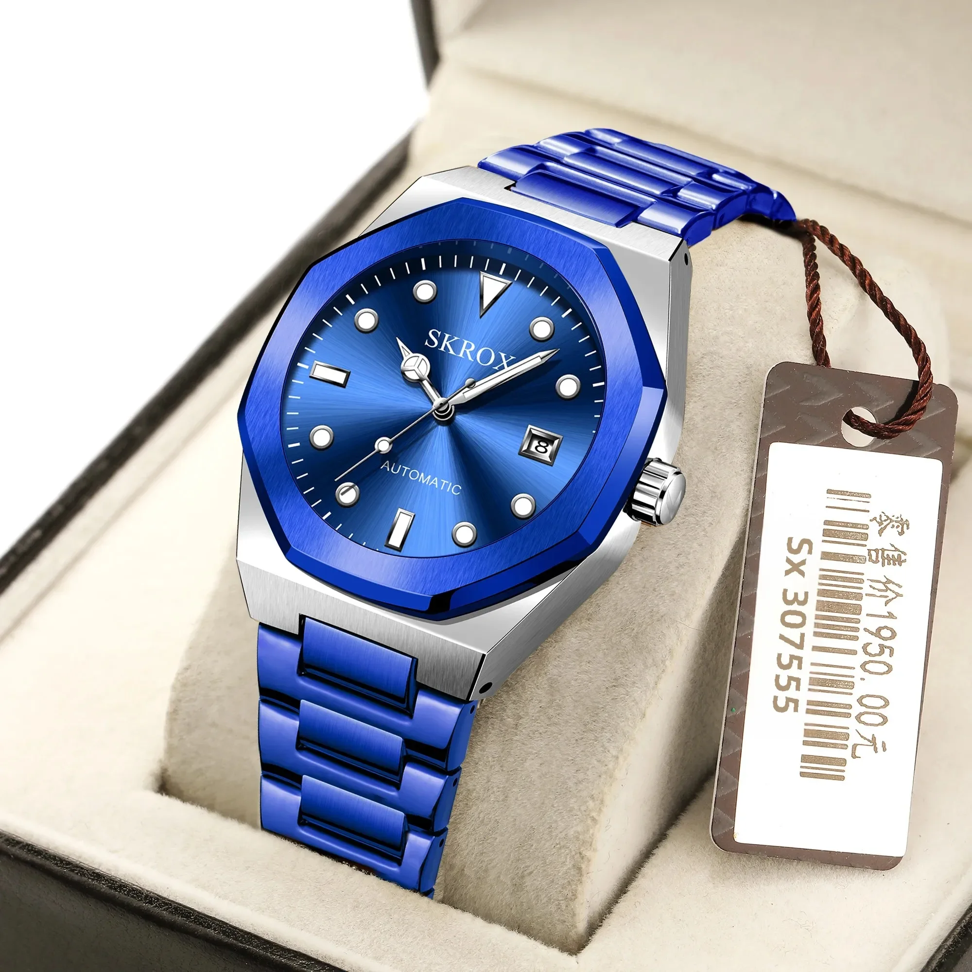 Original Luxury Brands Octagon Stainless Steel Automatic Movement Clock Mechanical Waterproof Wristwatch Dive Elegant Man Watch